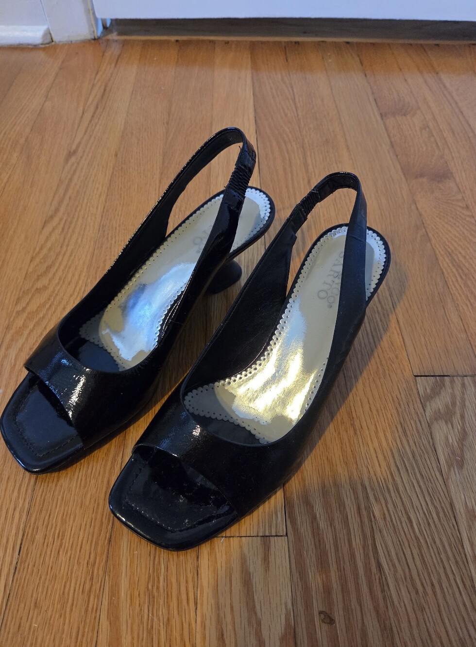 Black Slingback Peep-Toe Heels